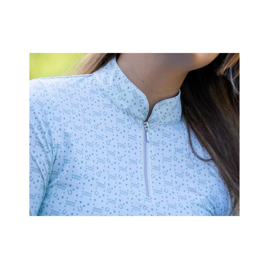 Rider wearing W&W Mint equestrian baselayer