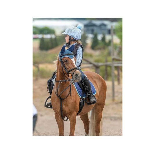 W&W equestrian riding helmet cover available in Blue Moon Viennese Lady and Mint designs