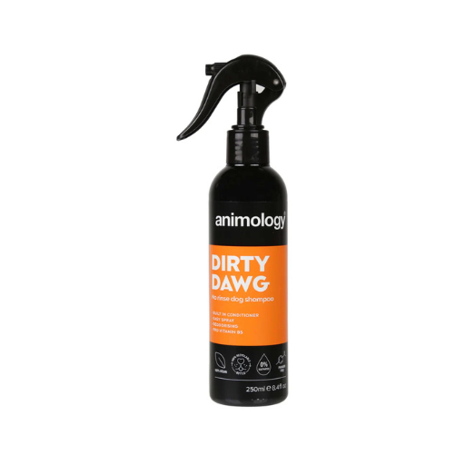 Animology Dirty Dawg 250ml no-rinse dog shampoo spray for cleaning and deodorising coats between baths