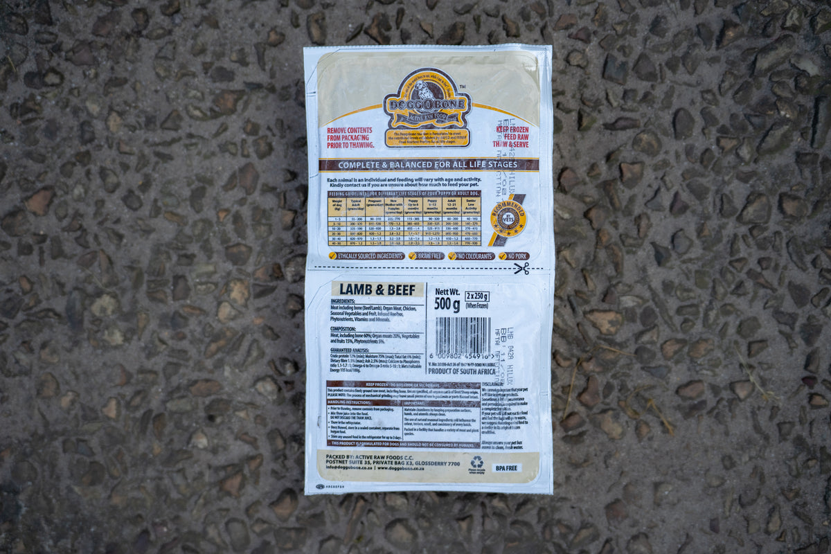 Doggobone Lamb & Beef complete dog food with organ meat, tripe, vegetables and natural whole-food ingredient