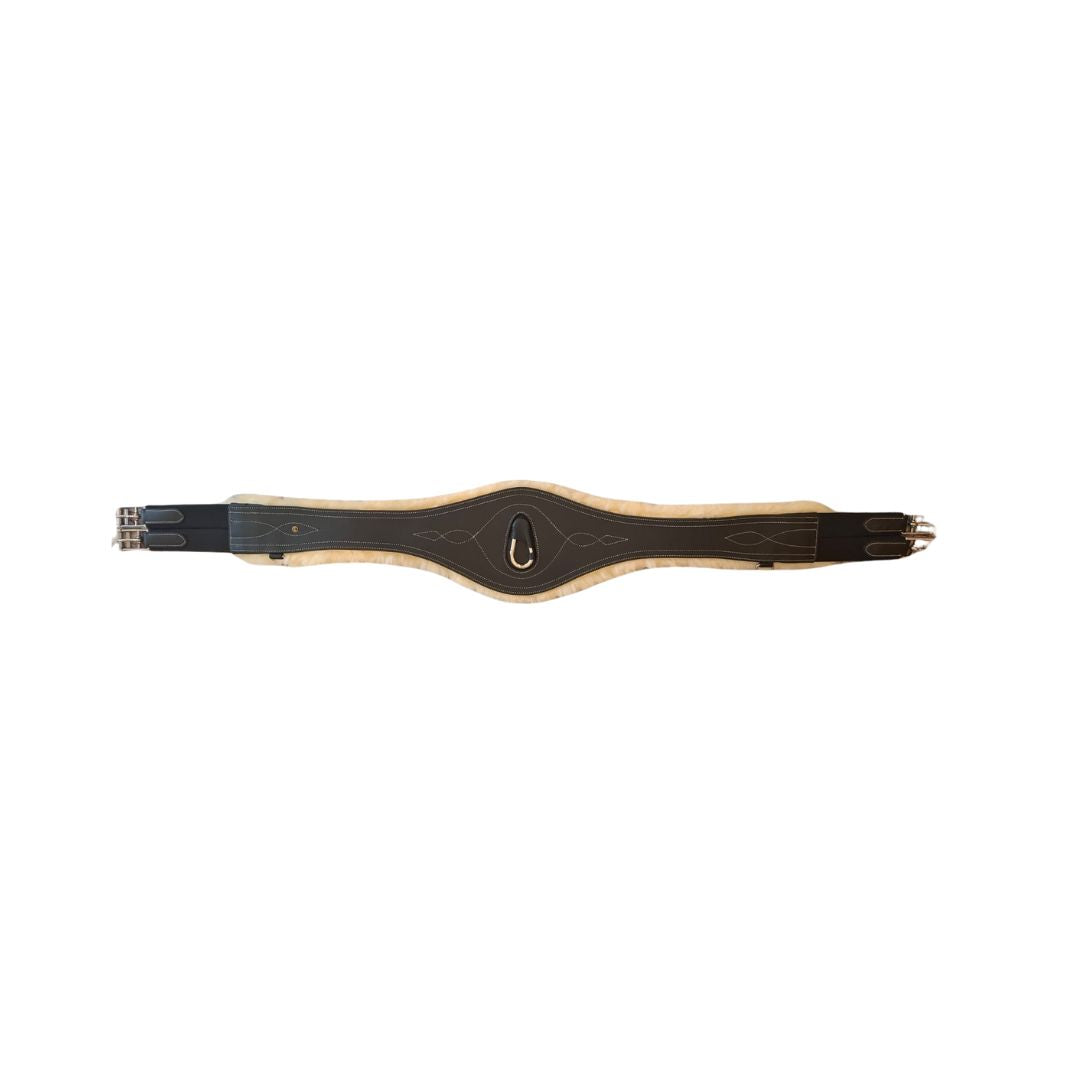 Indiana GP leather horse girth with removable genuine beige sheepskin lining