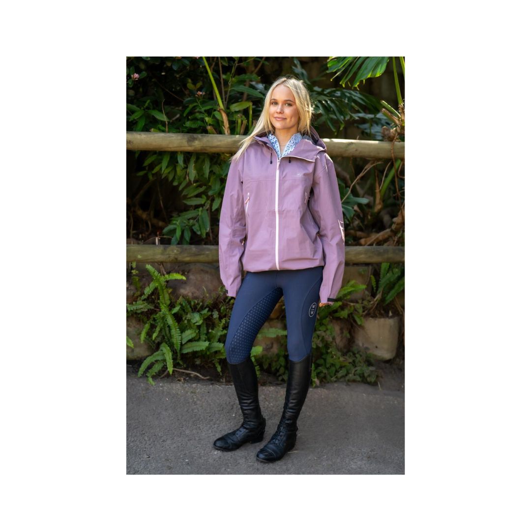 W&W purple rain jacket, lightweight equestrian outerwear for Cape Town's changeable weather and outdoor use.