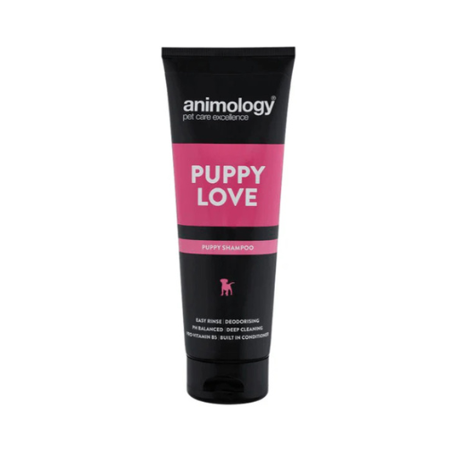 Animology Puppy Love Shampoo 250ml mild puppy shampoo with built-in conditioner and Pro-Vitamin B5.