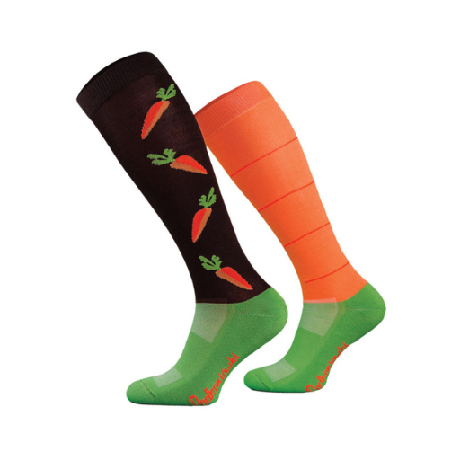 Comodo Soft Socks in Black and Orange comfortable equestrian socks for horse riding stable wear and everyday use