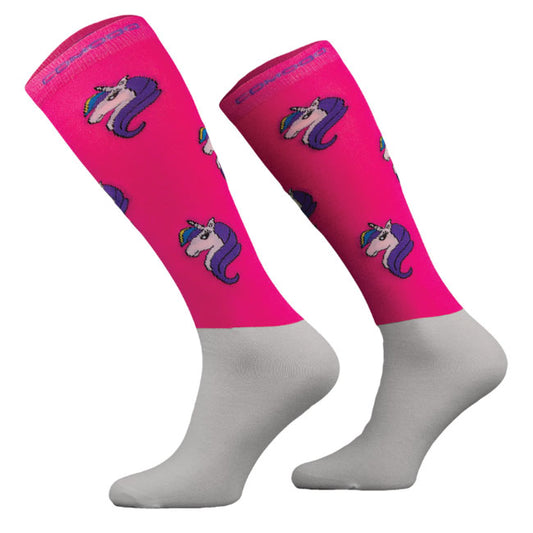 Comodo Pink knee-length microfibre equestrian riding socks with thin stretchy calf and moisture-wicking fabric for tall riding boots