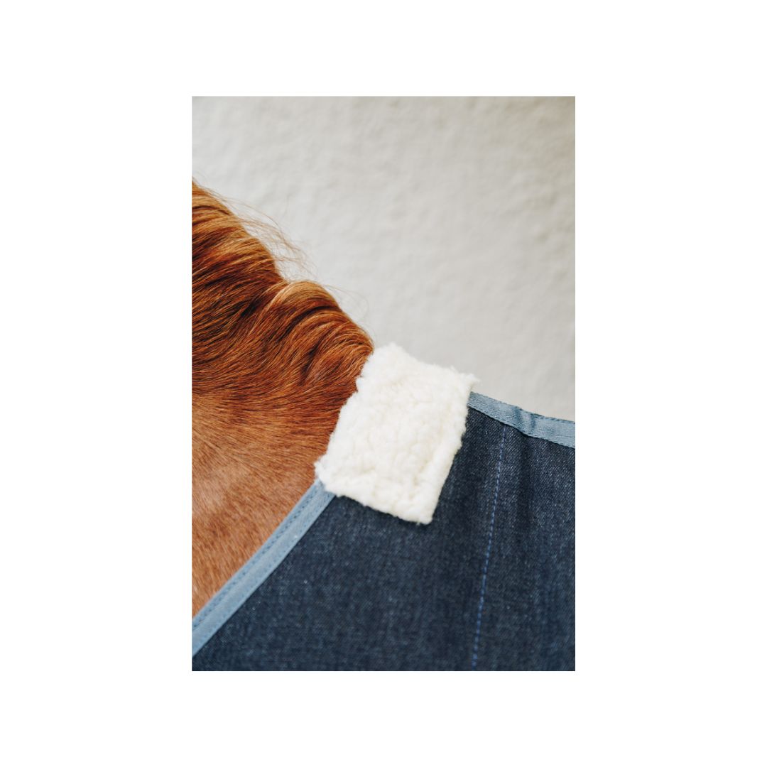 Close-up of denim outer fabric on Rugged-Up blanket