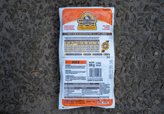 Doggobone Duck raw dog food with finely ground duck and bone for natural protein and calcium