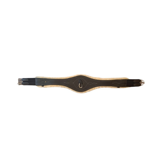 Indiana GP leather horse girth with removable genuine beige sheepskin lining