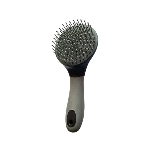 Black horse mane and tail detangling brush with easy-grip handle and evenly spaced bristles