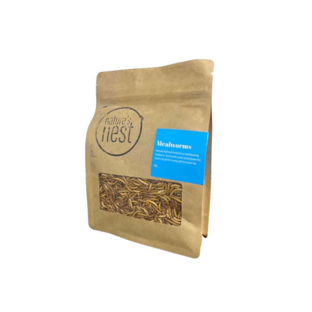Nature's Nest Mealworms 100g natural protein treat for birds chickens reptiles and small animals