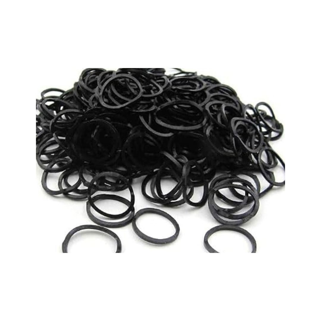 Whinny & Woof Essentials black silicone horse plaiting elastics approximately 500 pack in resealable bag