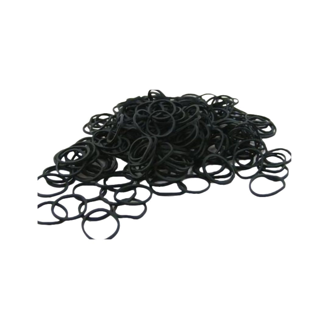 Black horse mane plaiting elastics 500 pack in resealable bag for competition and show preparation