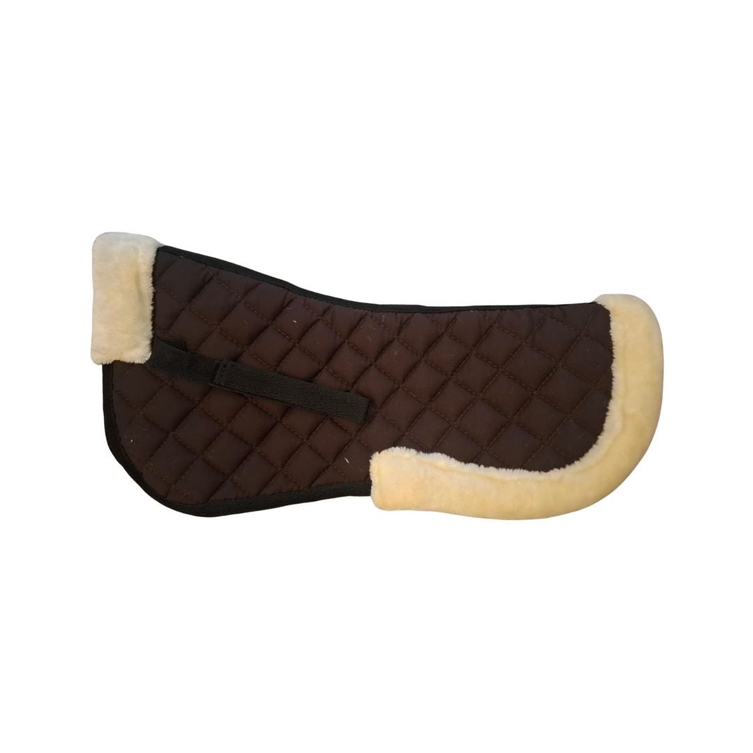 Indiana brown artificial sheepskin pony half pad for cushioning beneath a horse saddle