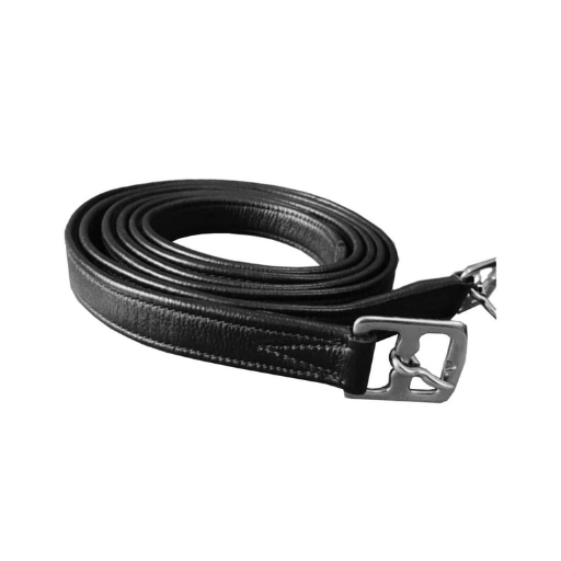 Indiana black soft leather stirrup leathers 125cm x 1 inch with nylon reinforcement and stainless steel buckles
