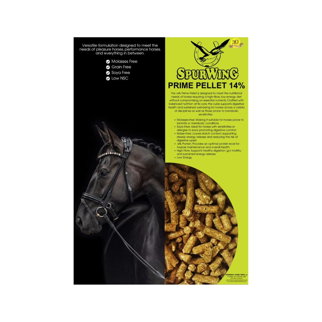 Spurwing Prime Pellet 14% low-NSC horse feed