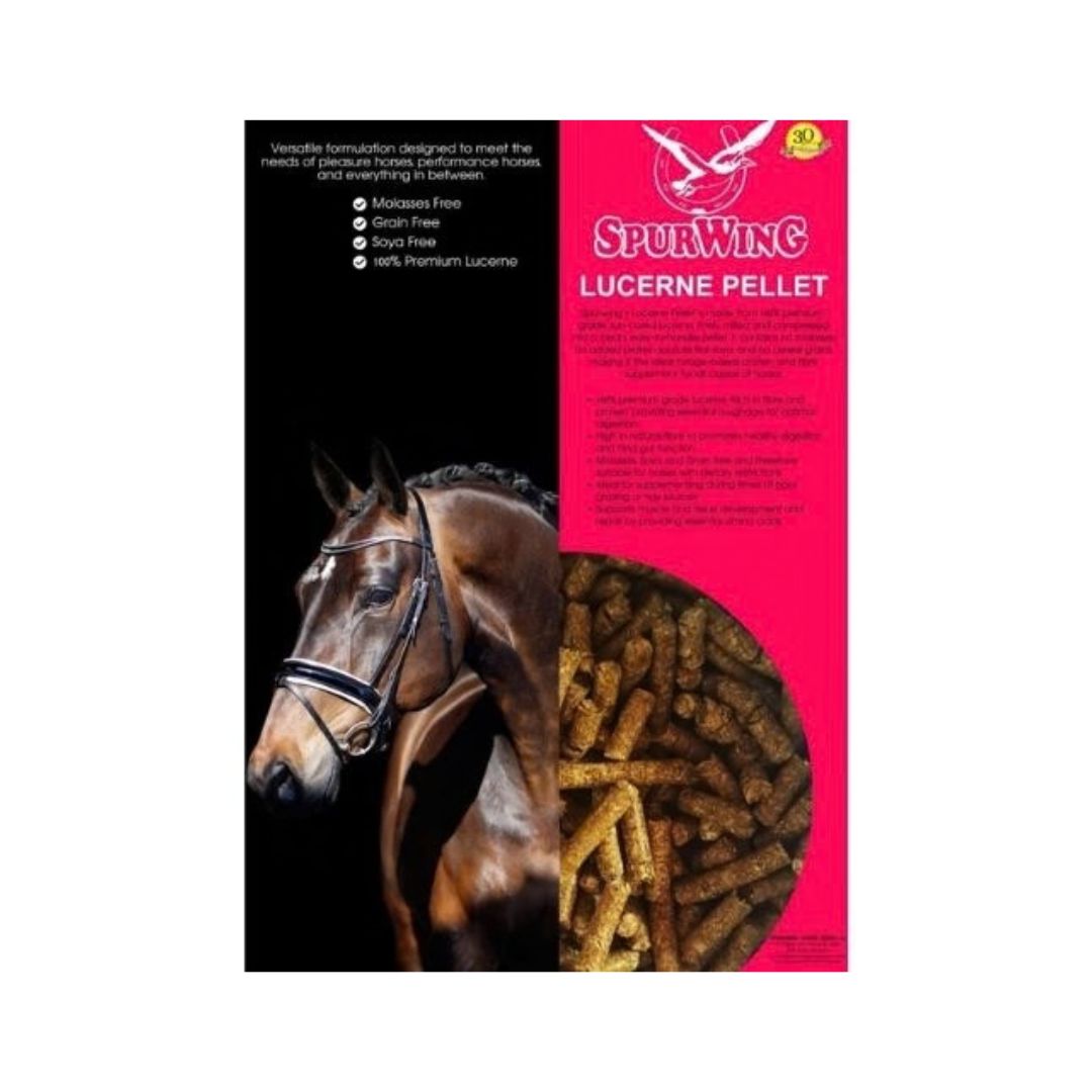 Spurwing Lucerne Pellets 40kg grain-free soya-free and molasses-free lucerne horse feed