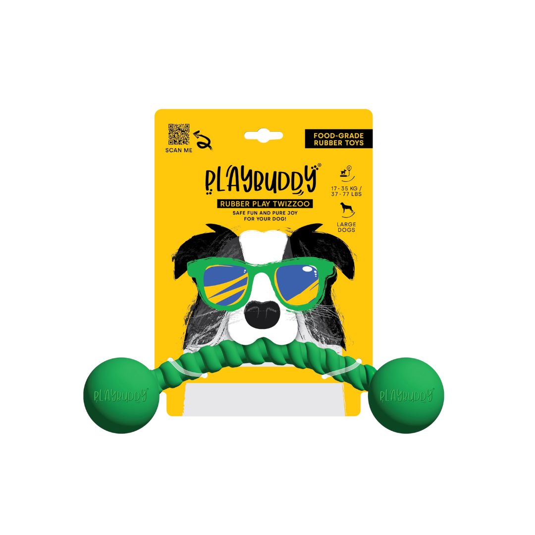 Durable Playbuddy Twizzoo rubber dog chew toy