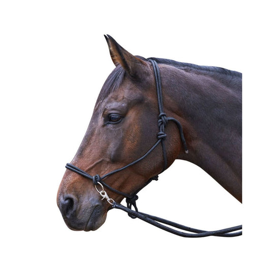 WH Knotted Rope Halter With Reins - Cob