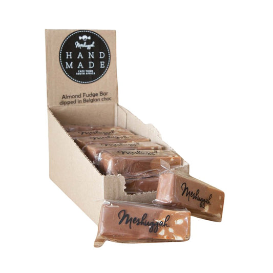 Meshuggah Almond Fudge Bar dipped in Belgian Milk Chocolate