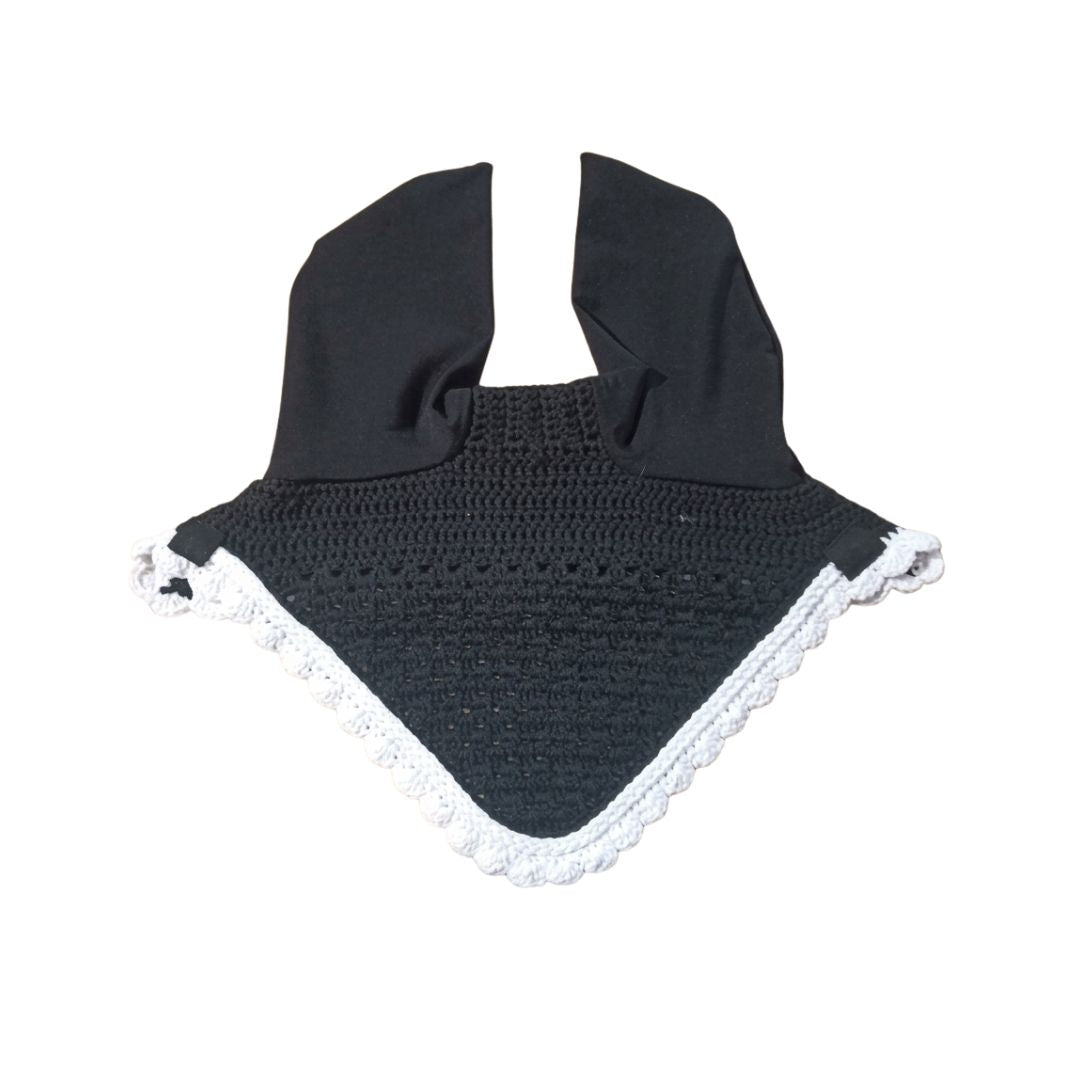 W&W Ear Veil by Whinny & Woof, a stylish horse ear veil designed to complement equestrian tack and riding outfits.