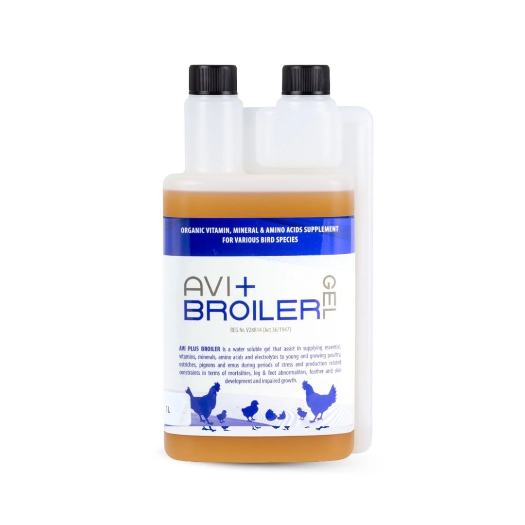 Camelus Avi Broiler 1L water-soluble nutritional supplement for young and growing poultry.