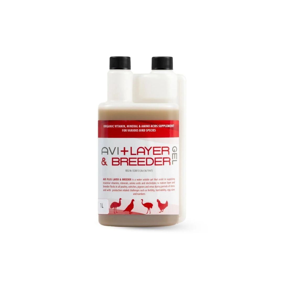 Camelus Avi Layer & Broiler 1L liquid supplement for poultry and breeding birds.