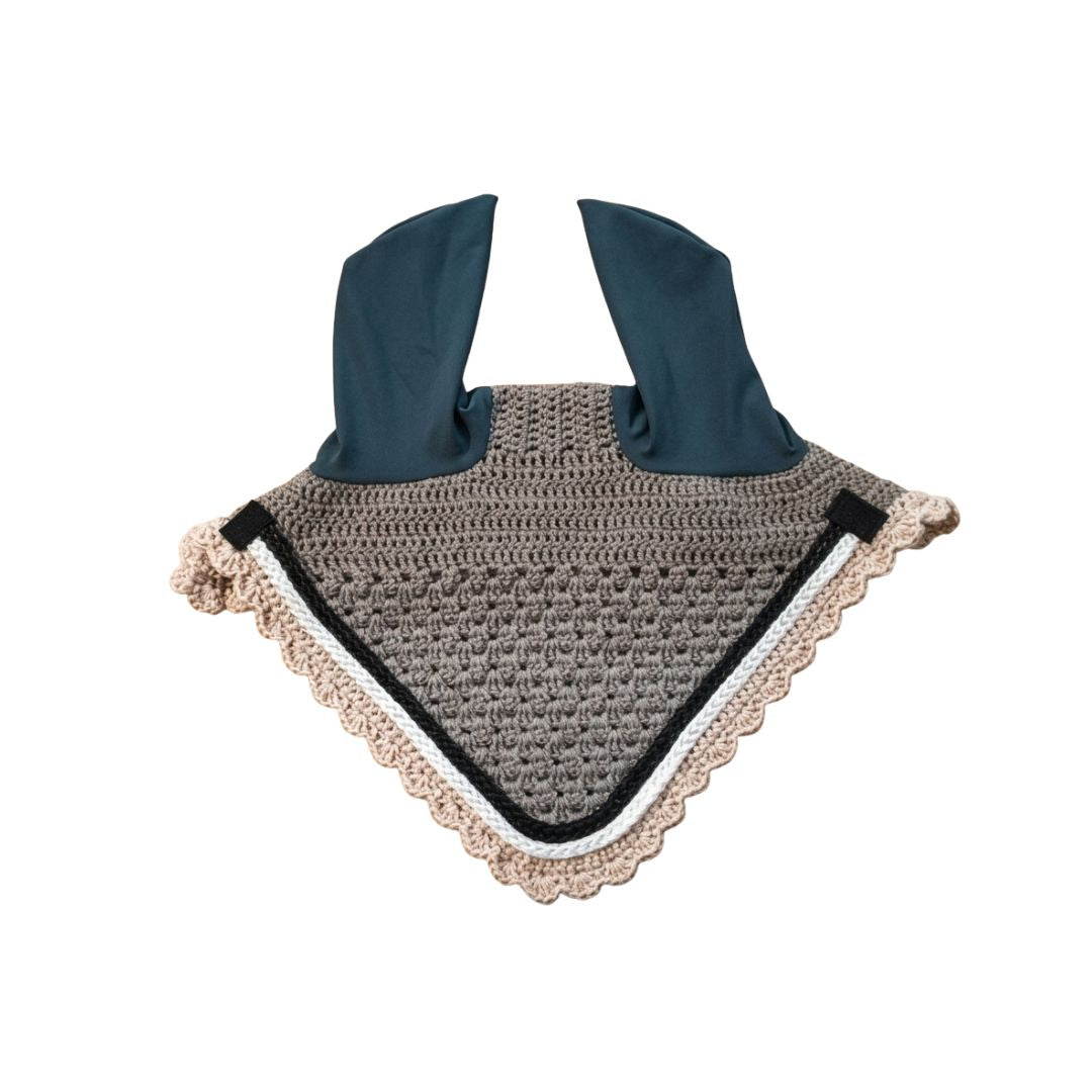 Whinny & Woof horse ear veil worn beneath a bridle, ideal for schooling, hacking and everyday riding.